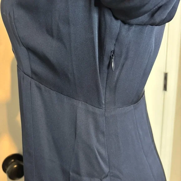 Quince Navy Blue Washable Silk V-neck Puff Short Sleeve Mini Dress S - Picture 6 of 12